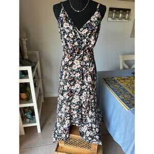 Inspired Hearts Black Wrap Sundress Sleeveless Midi